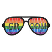 Rainbow Stripes Gay Bruiloft Party Shades Groom Aviator Zonnebril (Voorkant)