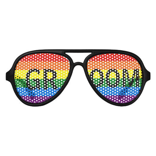 Rainbow Stripes Gay Bruiloft Party Shades Groom Aviator Zonnebril (Voorkant)