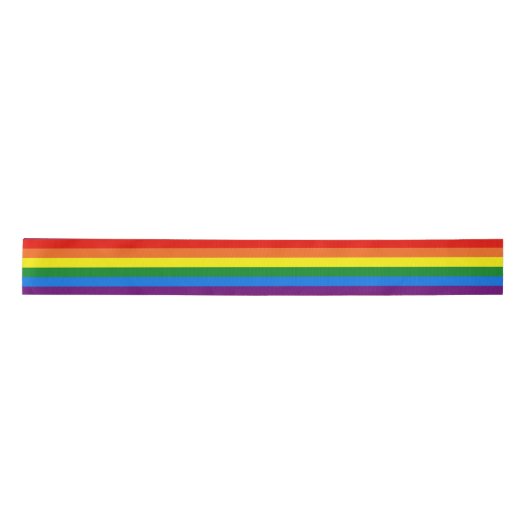 Rainbow Stripes Gay Pride LGBT-ondersteuning Satijnen Lint (Voorkant)