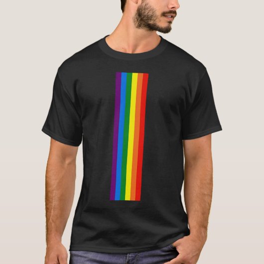 Rainbow Stripes Gay Pride LGBT-ondersteuning T-shirt (Voorkant)