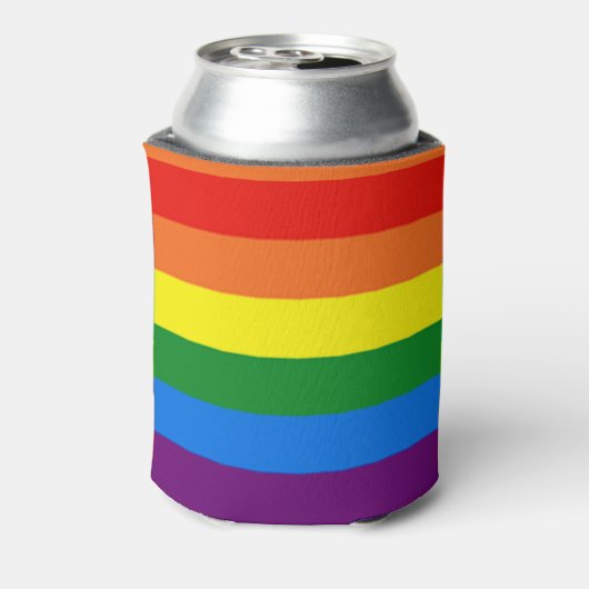 Rainbow Stripes Gay Pride LGBT Support Custom Blikjeskoeler (Blikje Achterkant)