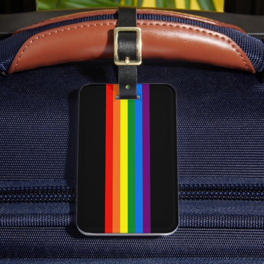 Rainbow Stripes Gay Pride LGBT Support Gifts Bagagelabel (Voorkant Insitu 2)