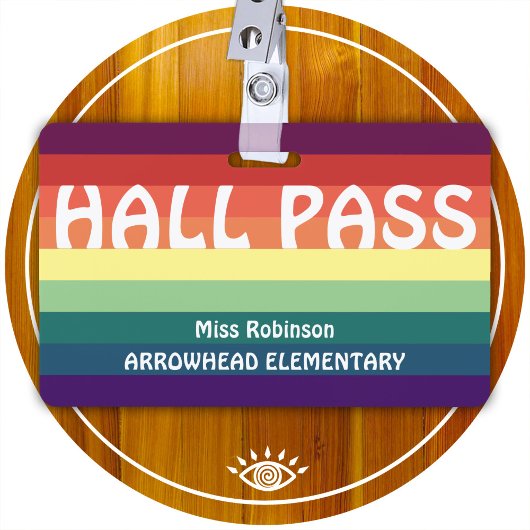 Rainbow Stripes Hall Pass Badge voor leraren