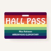 Rainbow Stripes Hall Pass Badge voor leraren (Achterkant)