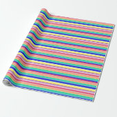 Rainbow Stripes Happy Colorful Cadeaupapier (Uitgerold)