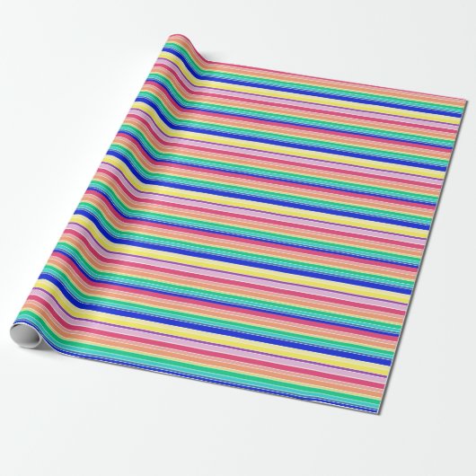 Rainbow Stripes Happy Colorful Cadeaupapier (Uitgerold)