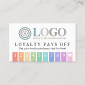 Rainbow Stripes Heart 10 Uw Logo Loyalty Punch (Voorkant)