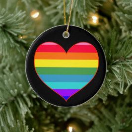 Rainbow Stripes Heart Keramisch Ornament