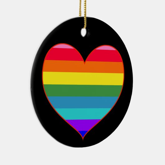 Rainbow Stripes Heart Keramisch Ornament (Rechts)