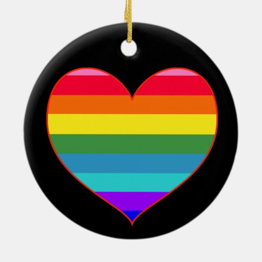 Rainbow Stripes Heart Keramisch Ornament (Achterkant)