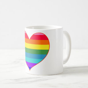 Rainbow Stripes Heart Koffiemok
