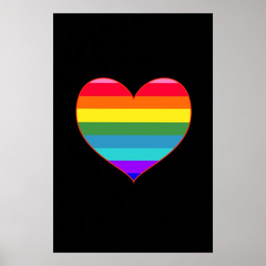 Rainbow Stripes Heart Poster (Voorkant)