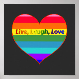 Rainbow Stripes Heart Poster