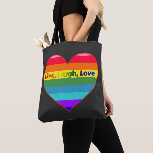 Rainbow Stripes Heart Tote Bag (Dichtbij)