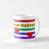 Rainbow Stripes Hearts First Names aanpassen Koffiemok (Voorkant rechts)
