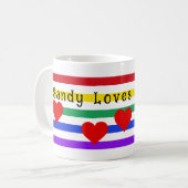 Rainbow Stripes Hearts First Names aanpassen Koffiemok (Voorkant links)