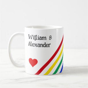 Rainbow Stripes Hearts Names Gepersonaliseerd Love Koffiemok