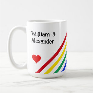 Rainbow Stripes Hearts Names Gepersonaliseerd Love Koffiemok