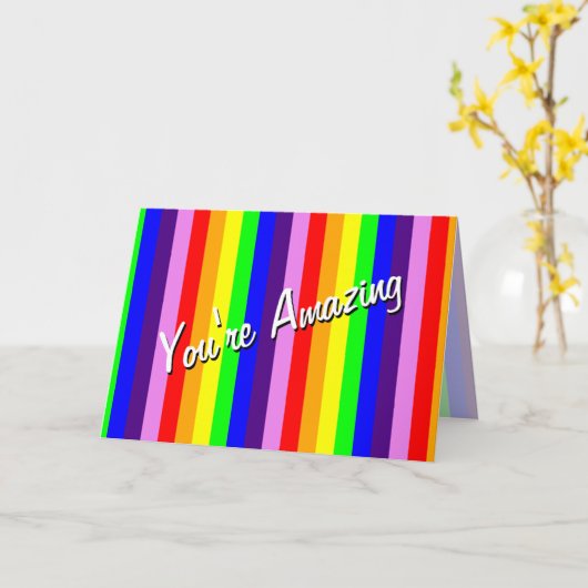 Rainbow Stripes Je bent geweldig, dank je wel Kaart (Gele Bloem)