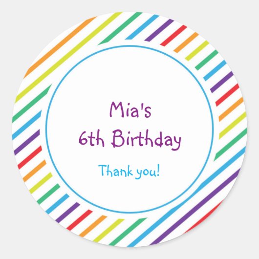 Rainbow Stripes Kleurrijke Fun Party Favor Sticker (Voorkant)
