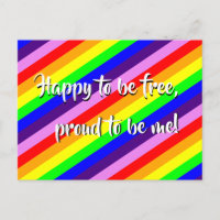 Rainbow Stripes Kleurrijke Pride Happy Proud Quote