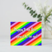 Rainbow Stripes Kleurrijke Pride Happy Proud Quote Briefkaart (Staand voorkant)
