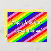 Rainbow Stripes Kleurrijke Pride Happy Proud Quote Briefkaart (Voorkant / Achterkant)