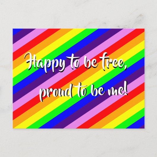 Rainbow Stripes Kleurrijke Pride Happy Proud Quote Briefkaart (Voorkant)
