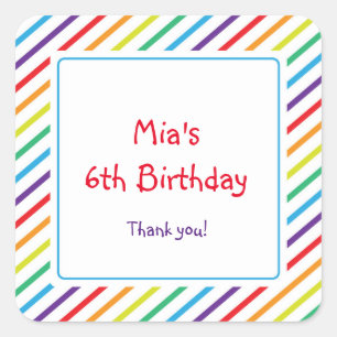 Rainbow Stripes Leuke Kleurrijke Party Favor Stick Vierkante Sticker