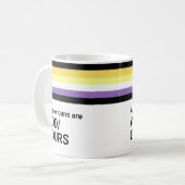 Rainbow Stripes LGBT Name Pronouns not Binary Flag Koffiemok (Voorkant links)