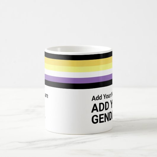 Rainbow Stripes LGBT Name Pronouns not Binary Flag Koffiemok (Center)