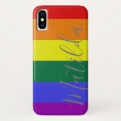 Rainbow Stripes LGBT Persoonlijke naam Case-Mate iPhone Case (Achterkant)