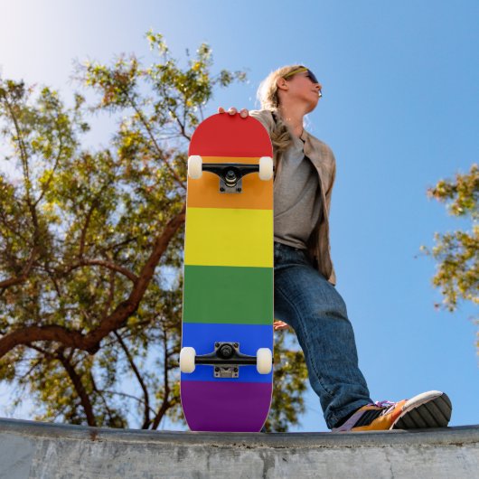 Rainbow Stripes LGBTQ Pride Persoonlijk Skateboard (Buiten 1)