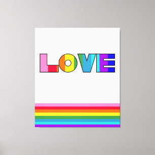 Rainbow Stripes Love Canvas Afdruk