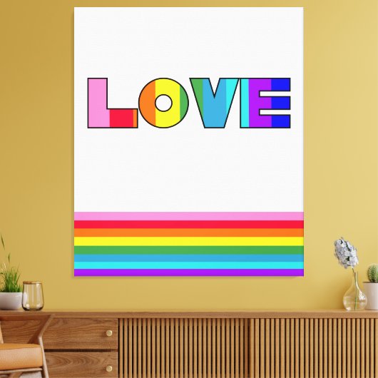 Rainbow Stripes Love Canvas Afdruk (Insitu (Woonkamer))