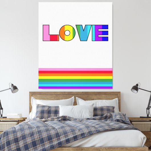 Rainbow Stripes Love Canvas Afdruk (Insitu (Slaapkamer))
