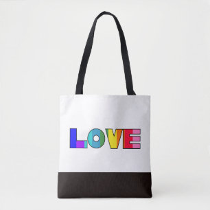 Rainbow Stripes Love Tote Bag