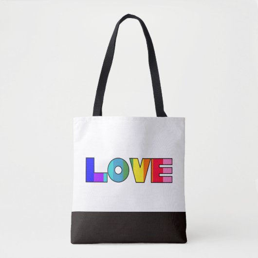 Rainbow Stripes Love Tote Bag (Voorkant)