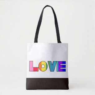 Rainbow Stripes Love Tote Bag