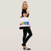 Rainbow Stripes Love Tote Bag (Op model)