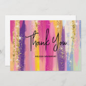 Rainbow Stripes met Faux Gold Glitter Hartelijk da Bedankkaart (Voorkant / Achterkant)
