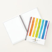 Rainbow Stripes Monogram Script Naam Notitieboek (Binnen)
