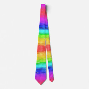 Rainbow Stripes Ombre Waterverf Gay Pride Trendy Stropdas