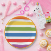 Rainbow Stripes  Papieren Bordje (Feest)