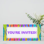  RAINBOW STRIPES PARTIJINVITATIE KAART (Staand voorkant)