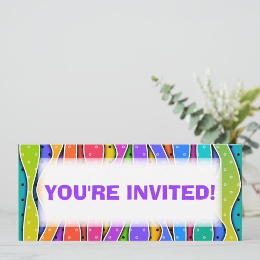  RAINBOW STRIPES PARTIJINVITATIE KAART (Staand voorkant)