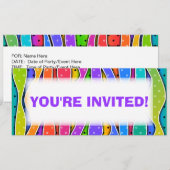  RAINBOW STRIPES PARTIJINVITATIE KAART (Voorkant / Achterkant)