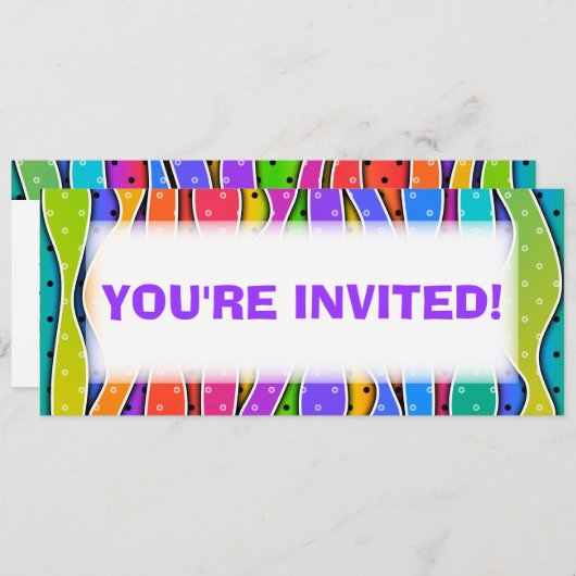  RAINBOW STRIPES PARTIJINVITATIE KAART (Voorkant / Achterkant)