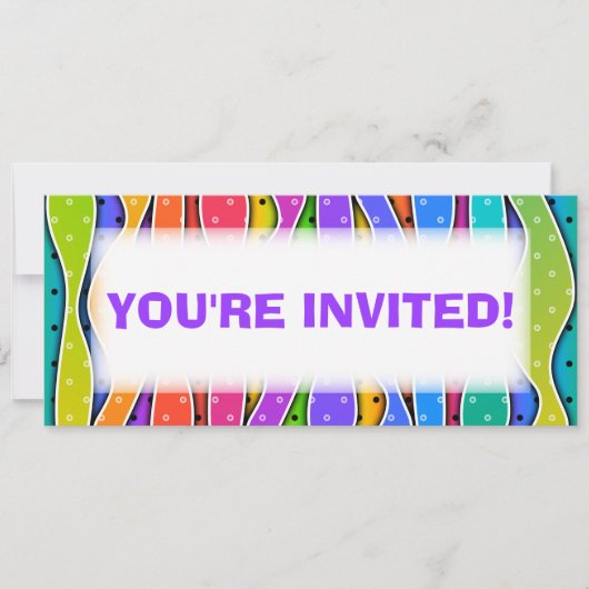  RAINBOW STRIPES PARTIJINVITATIE KAART (Voorkant)