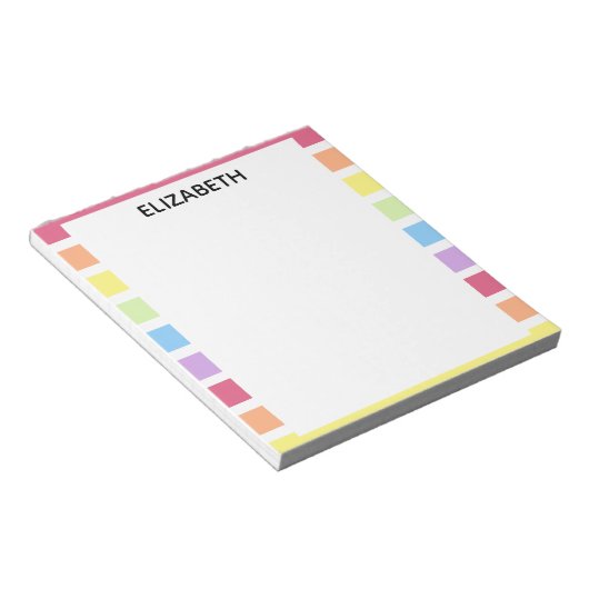 Rainbow Stripes Pastel Naam | Personaliseren Notitieblok (Schuin)